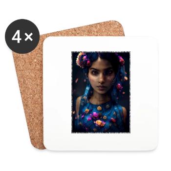Beautiful colorful flower girl - Coasters (set of 4) - white - Front