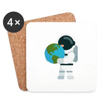 Astronaut with globe gift for astronauts - Coasters (set of 4) - white - Front