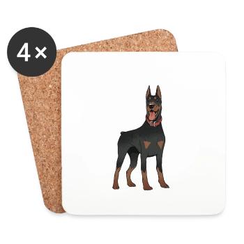 Doberman Maman Chien Chien Chien Propriétaire Chien Ami - Dessous de verre (lot de 4) - blanc - Devant