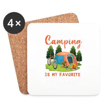 Camping Tentes de camping Tente Caravane Thérapie - Dessous de verre (lot de 4) - blanc - Devant