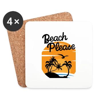 Beach Please - Palm Sunset Shirt - Coasters (set of 4) - white - Front