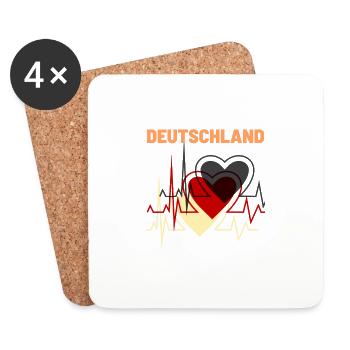 Herzschlag Deutschland - Deutschland Liebhaber - Untersetzer (4er-Set) - Weiß - Vorne