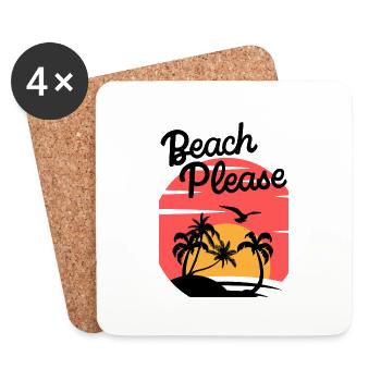 Beach Please - Palm Sunset Shirt - Coasters (set of 4) - white - Front