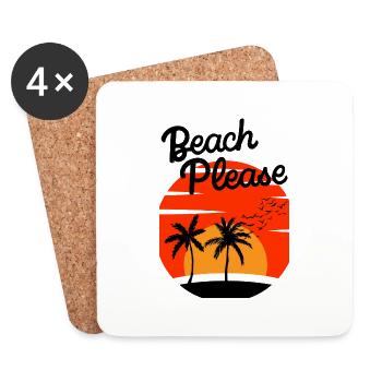 Beach Please - Palm Sunset Shirt - Coasters (set of 4) - white - Front