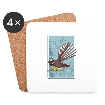 Fantail New Zealand Bird - Untersetzer (4er-Set) - Weiß - Vorne