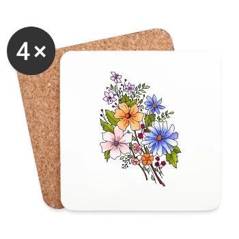 Fleur - Dessous de verre (lot de 4) - blanc - Devant