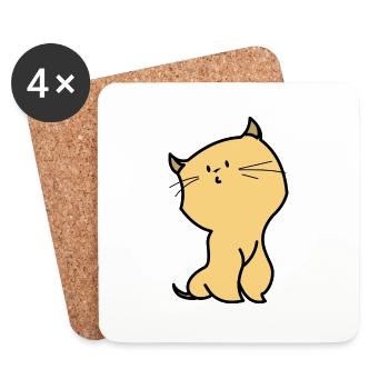 chat orange - Dessous de verre (lot de 4) - blanc - Devant