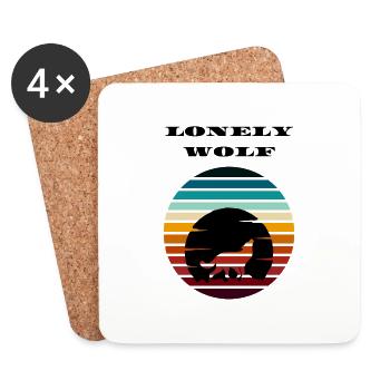 Lonely Wolf Retro 80er Style heulender - Untersetzer (4er-Set) - Weiß - Vorne