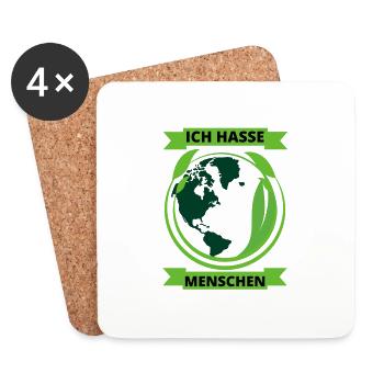 Ich Hasse Menschen Umweltschutz Natur Tierliebe - Untersetzer (4er-Set) - Weiß - Vorne