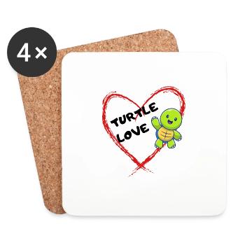 Turtle Pet Lover Gift Idea - Coasters (set of 4) - white - Front