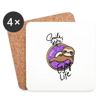 Smile more Sloth - Coasters (set of 4) - white - Front