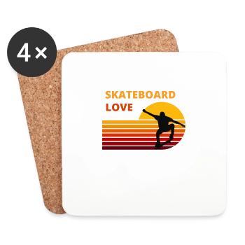 Skateboard love motif for skaters and athletes - Coasters (set of 4) - white - Front