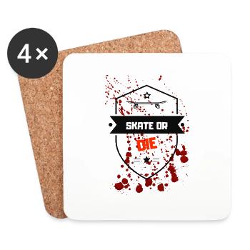 Skateboard - skate or die - motif for skaters - Coasters (set of 4) - white - Front