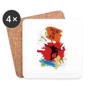 Skateboard love motif for skaters and athletes - Coasters (set of 4) - white - Front