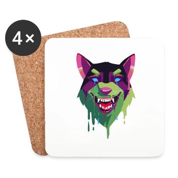 Loup abstact, loup - Dessous de verre (lot de 4) - blanc - Devant