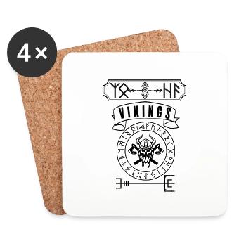 Vikings Viking Odin Warrior Rune Black - Coasters (set of 4) - white - Front