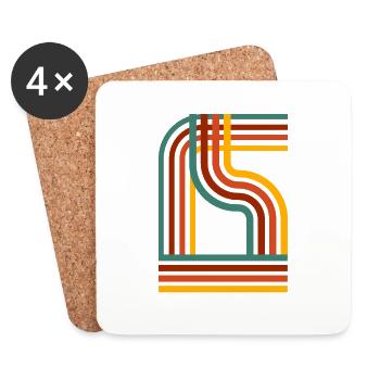 Retro Vintage Stripe Lines Artistic Motif - Coasters (set of 4) - white - Front