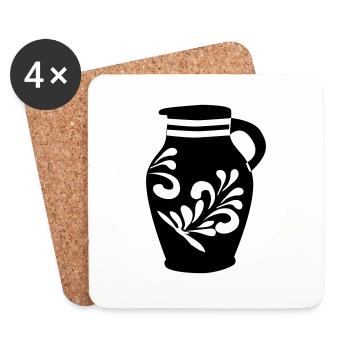 Bembel #100%Hessisch #FrankfurtLiebe - Coasters (set of 4) - white - Front