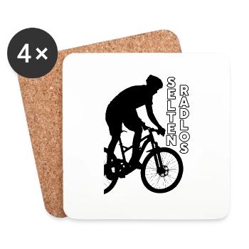 Selten RADLOS in schwarz mit MTB Biker - Untersetzer (4er-Set) - Weiß - Vorne
