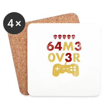 Game Over Leet Text avec manette de jeu - Dessous de verre (lot de 4) - blanc - Devant