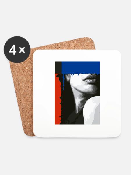 Surrealist painting - Coasters (set of 4) - white