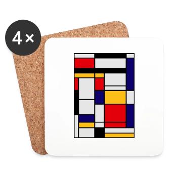 Peinture abstraite - Dessous de verre (lot de 4) - blanc - Devant