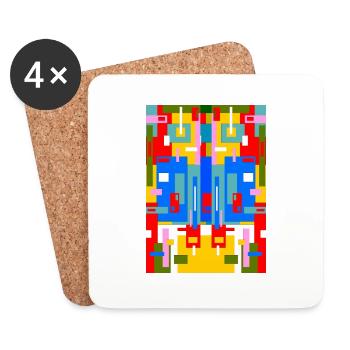 Peinture abstraite - Dessous de verre (lot de 4) - blanc - Devant