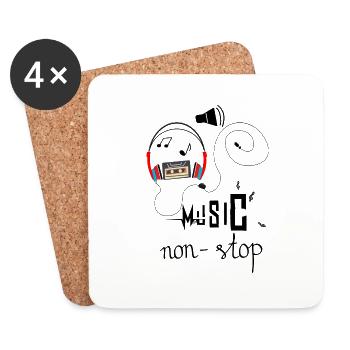 Music non stop - Coasters (set of 4) - white - Front