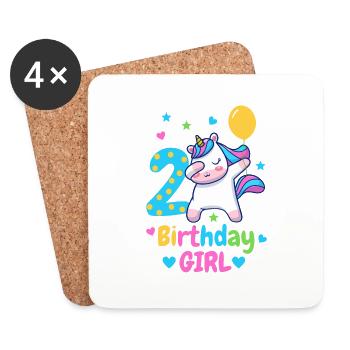 2nd birthday unicorn - Coasters (set of 4) - white - Front