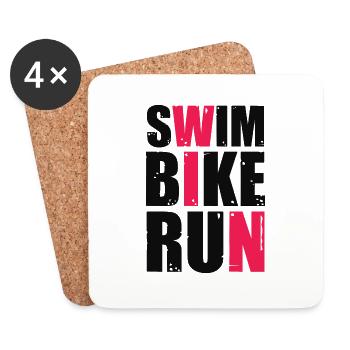 Triathlon Schwimmen Laufen Radfahren Sport - Untersetzer (4er-Set) - Weiß - Vorne