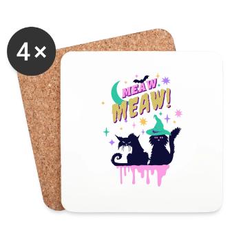 Meaw Meaw Halloween Kostüm Design für Katzenliebhaber - Untersetzer (4er-Set) - Weiß - Vorne