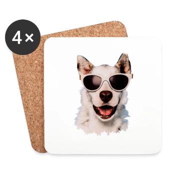 Dog with sunglasses Dog lover Dog owner - Coasters (set of 4) - white - Front