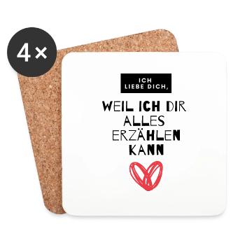 Du hörst mir immer zu - meine Liebe mein leben - Untersetzer (4er-Set) - Weiß - Vorne