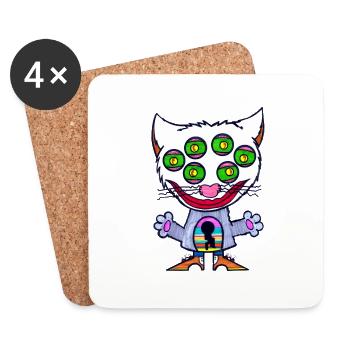 Schloss Katzen Augen - Untersetzer (4er-Set) - Weiß - Vorne