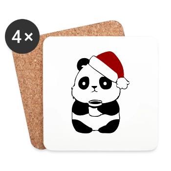 Panda Kaffee Coffee Christmas Weihnachten XMAS - Coasters (set of 4) - white - Front