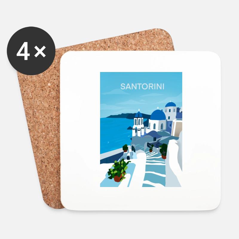 SAntorini, greece - Coasters (set of 4) - white