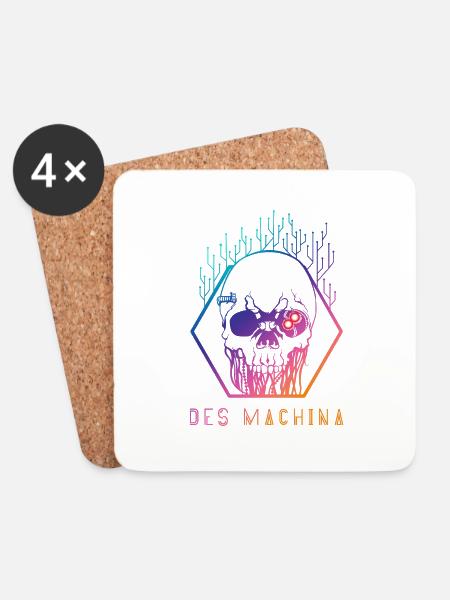 Cyberpun Skull Print - Coasters (set of 4) - white