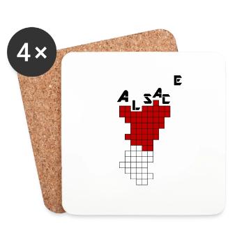Alsace Jeu Vidéo Cube - Dessous de verre (lot de 4) - blanc - Devant