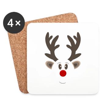 Christmas reindeer: Who owns the red nose? - Coasters (set of 4) - white - Front