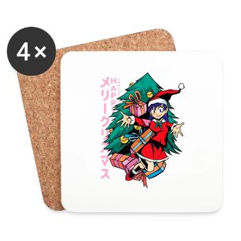 noël efle manga - Dessous de verre (lot de 4) - blanc - Devant