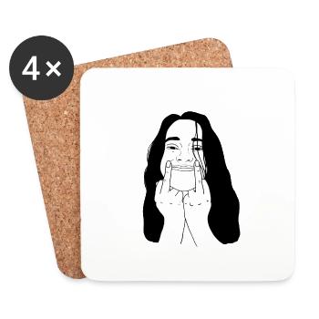 Doigt sourire - Dessous de verre (lot de 4) - blanc - Devant