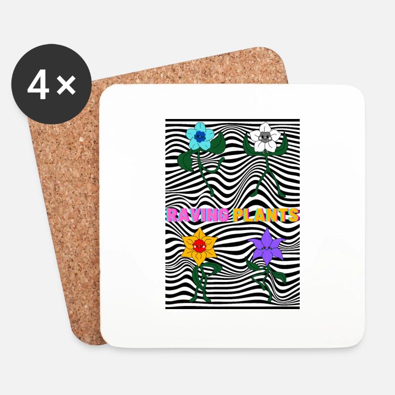 Raving Plants - Untersetzer (4er-Set) - Weiß