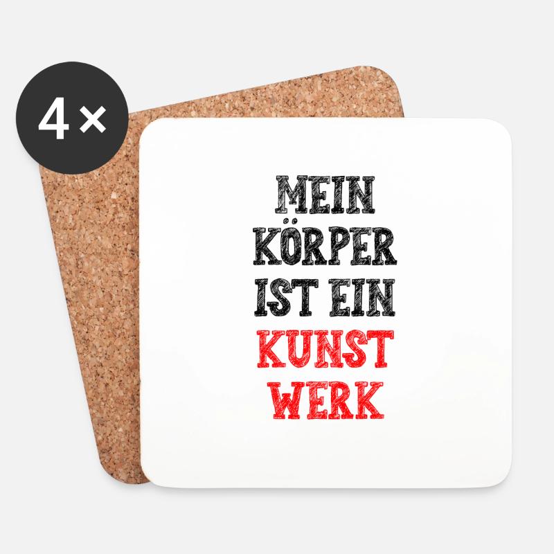 mein Körper ist ein Kunstwerk. Ich liebe alles! - Untersetzer (4er-Set) - Weiß