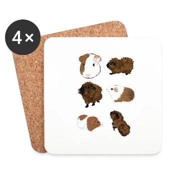 Nettes Design mit Meerschweinchen 2 - Untersetzer (4er-Set) - Weiß - Vorne