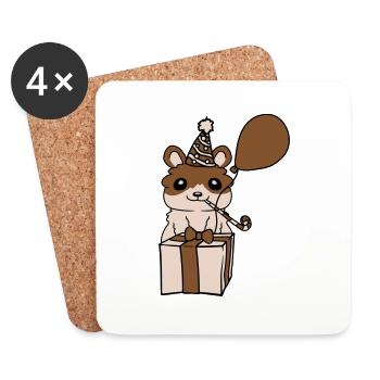 Célébrez l’anniversaire Hamster Comic - Dessous de verre (lot de 4) - blanc - Devant