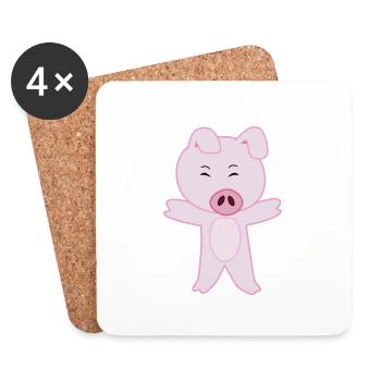 Cute Pig all pink - Coasters (set of 4) - white - Front