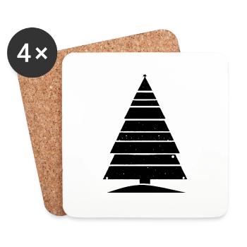 Christmas Tree Christmas Tree Holiday Winter 4 - Coasters (set of 4) - white - Front