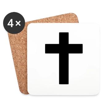 Kreuz Emoji Skizze Zeichnung schwarz - Untersetzer (4er-Set) - Weiß - Vorne