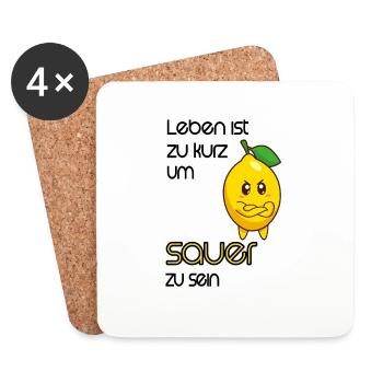 Zitrone Comic Lustig mit Spruch - Untersetzer (4er-Set) - Weiß - Vorne