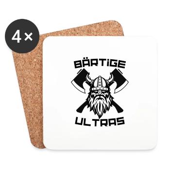 Bärtige Ultras mit Sonnenbrille und Wikinger - Untersetzer (4er-Set) - Weiß - Vorne